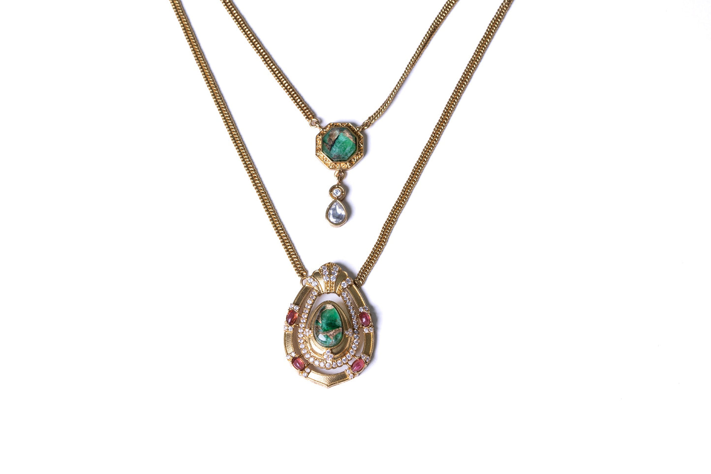 Gold Plated Double Layer Doublet Stone Designer Pendant