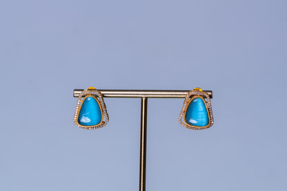 Real Pearl with Blue Enamel Crystal and Polki Moissanite Necklace