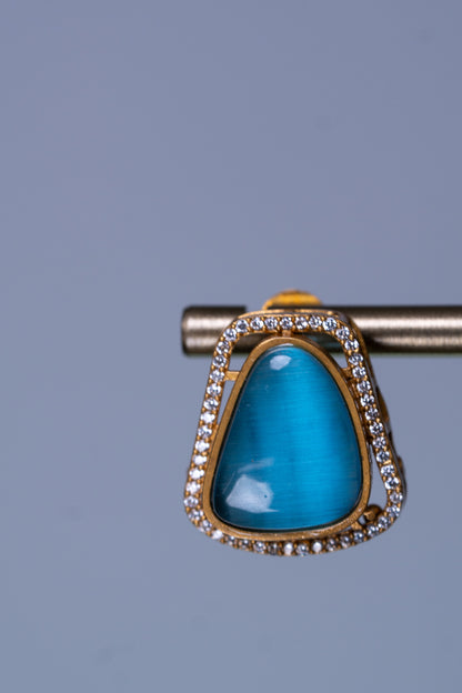 Real Pearl with Blue Enamel Crystal and Polki Moissanite Necklace