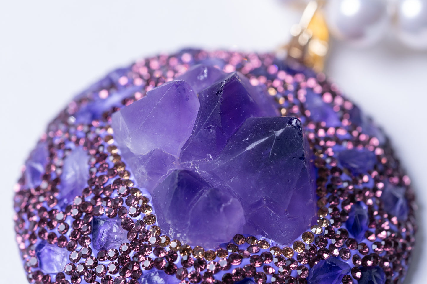 Raw Amethyst Pendant with Real Pearl for Spiritual Healing Necklace