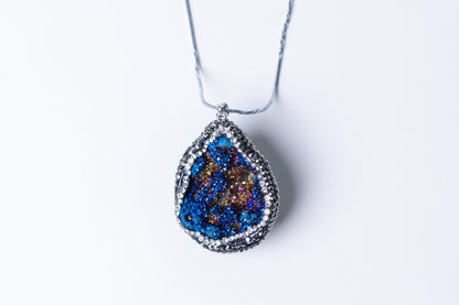 Titanium Amethyst Druzy Precious Gemstone Galaxy Pendant