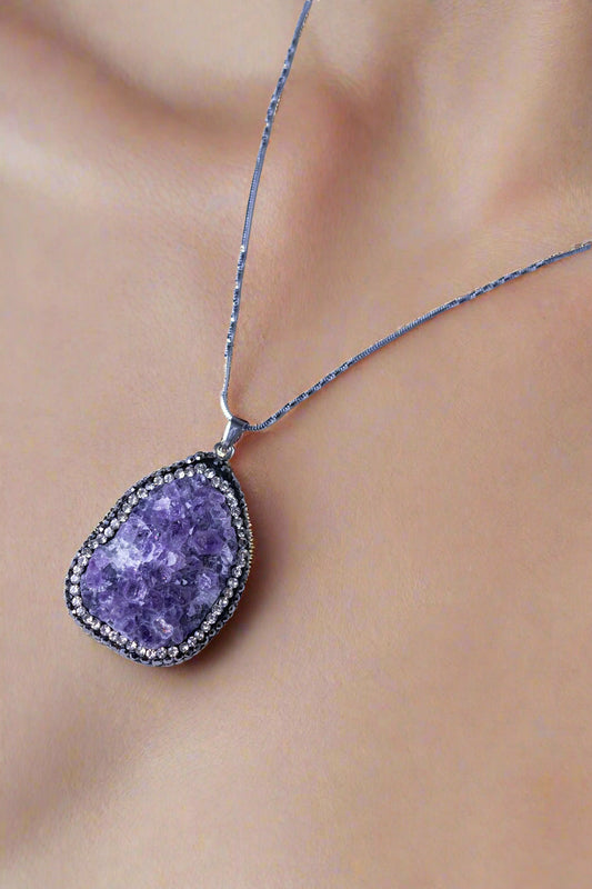 Natural Amethyst Cluster Pendant