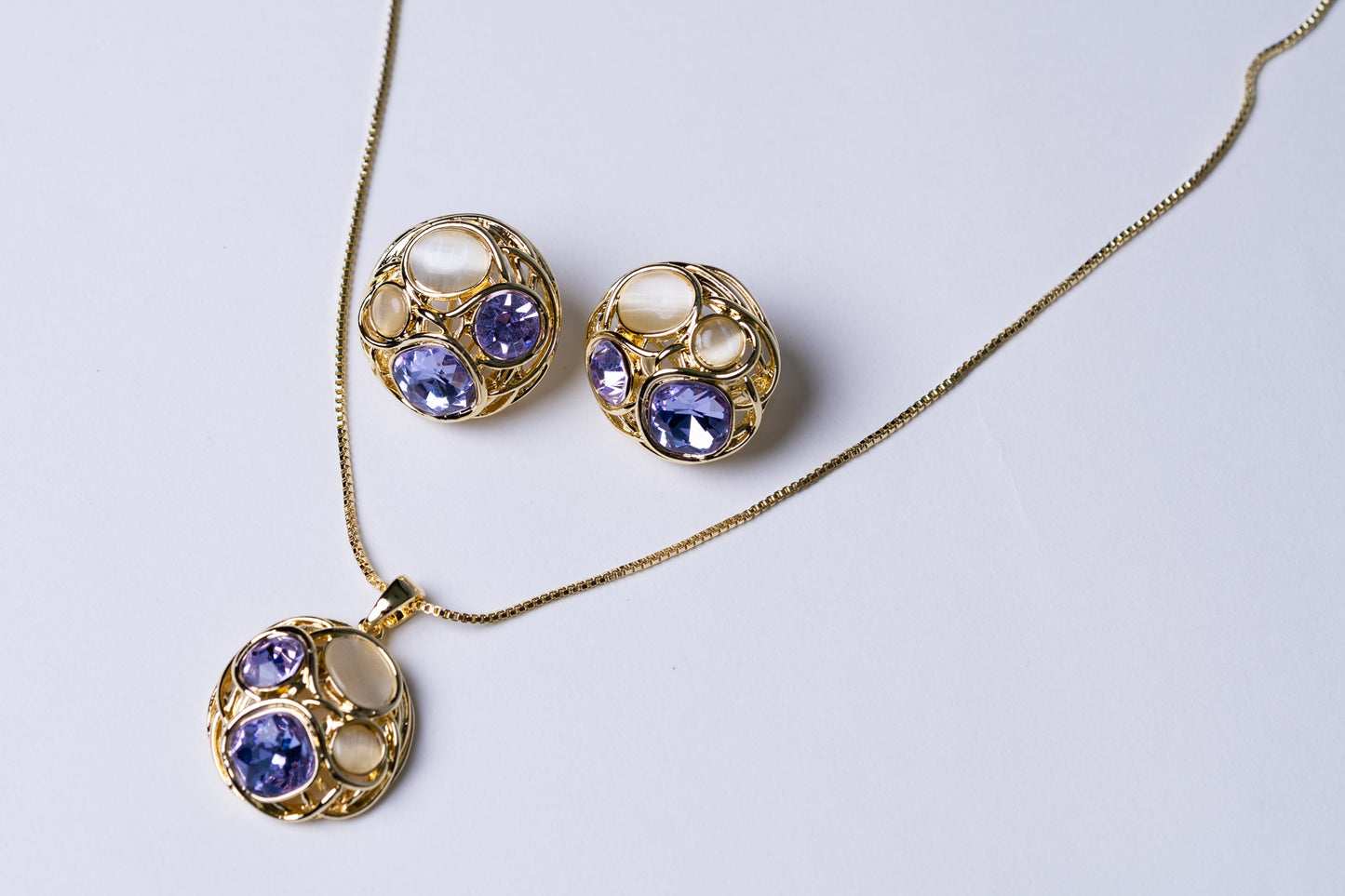 Multi-Color Australian Crystals 18KT Gold Plated Pendant
