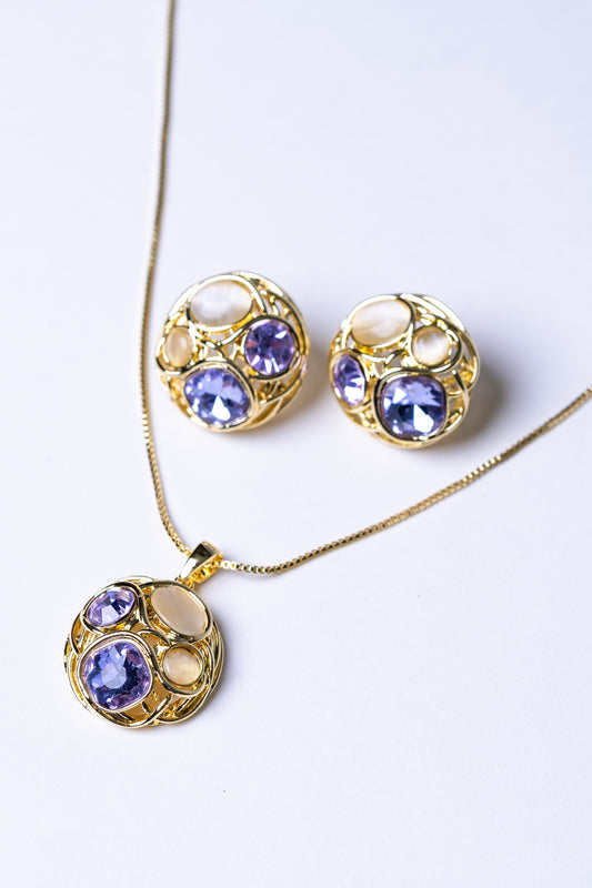 Multi-Color Australian Crystals 18KT Gold Plated Pendant