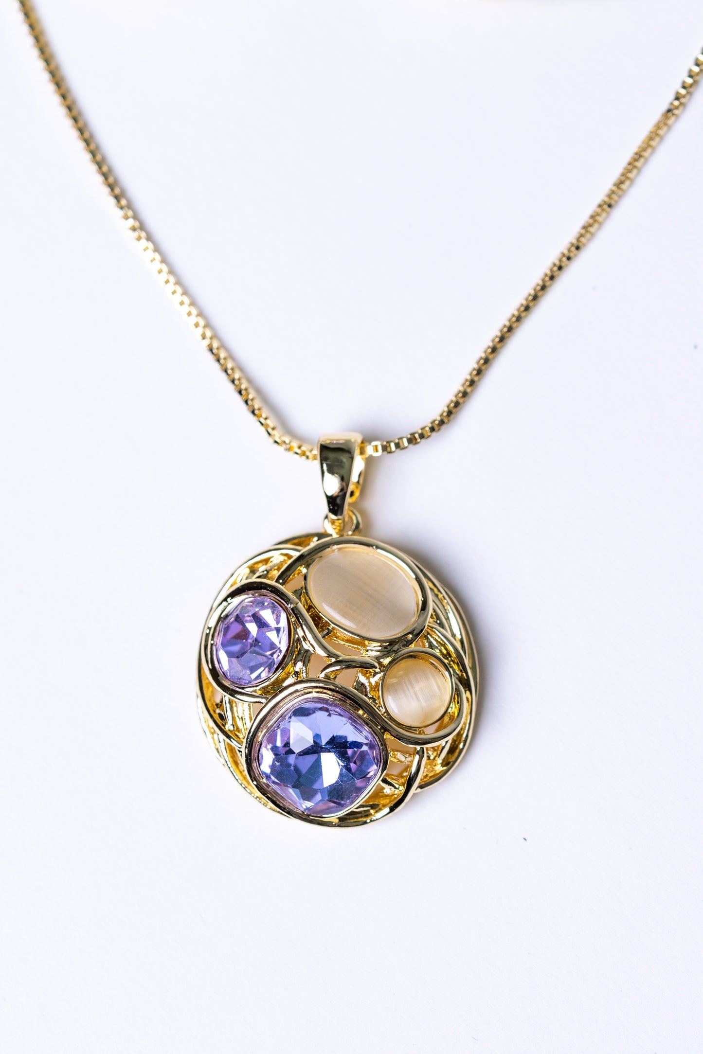 Multi-Color Australian Crystals 18KT Gold Plated Pendant