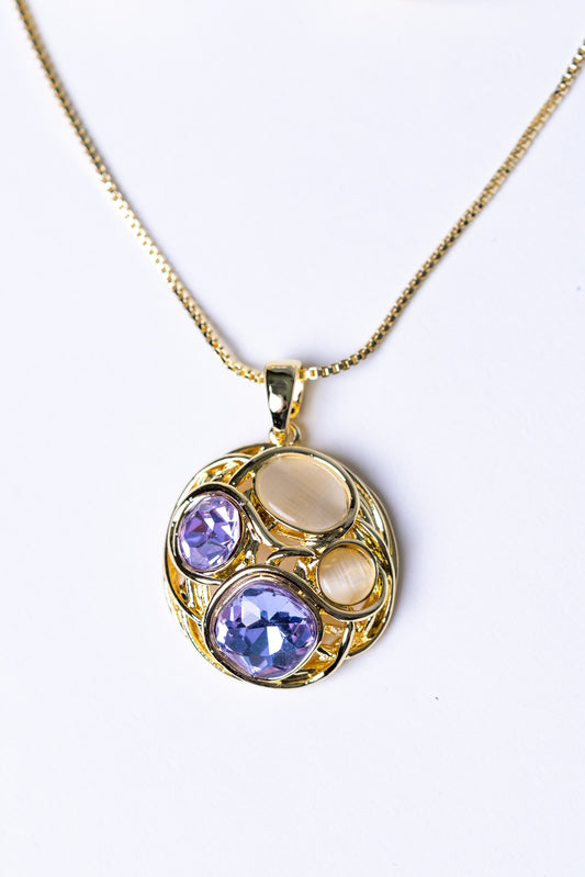 Multi-Color Australian Crystals 18KT Gold Plated Pendant