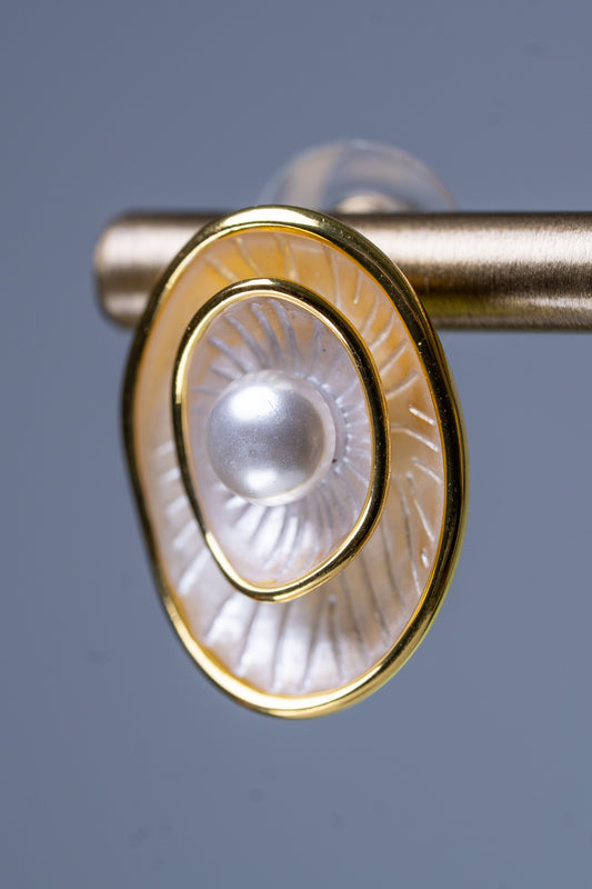 Natural Sea Pearl and Shell Earrings