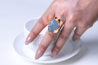 Crystal Quartz Stone 18KT Gold Plated Ring