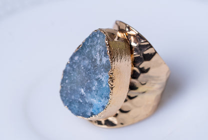 Crystal Quartz Stone 18KT Gold Plated Ring