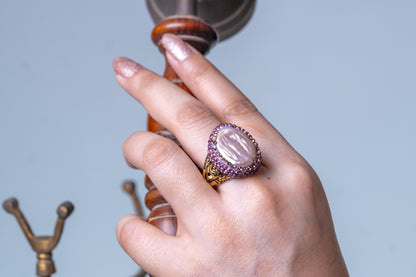 Baroque Pearl Hand-Carved Ring - Adjustable Size