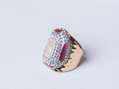 Freshwater Baroque Pearl & Multi-Stones Ring - Adjustable Size