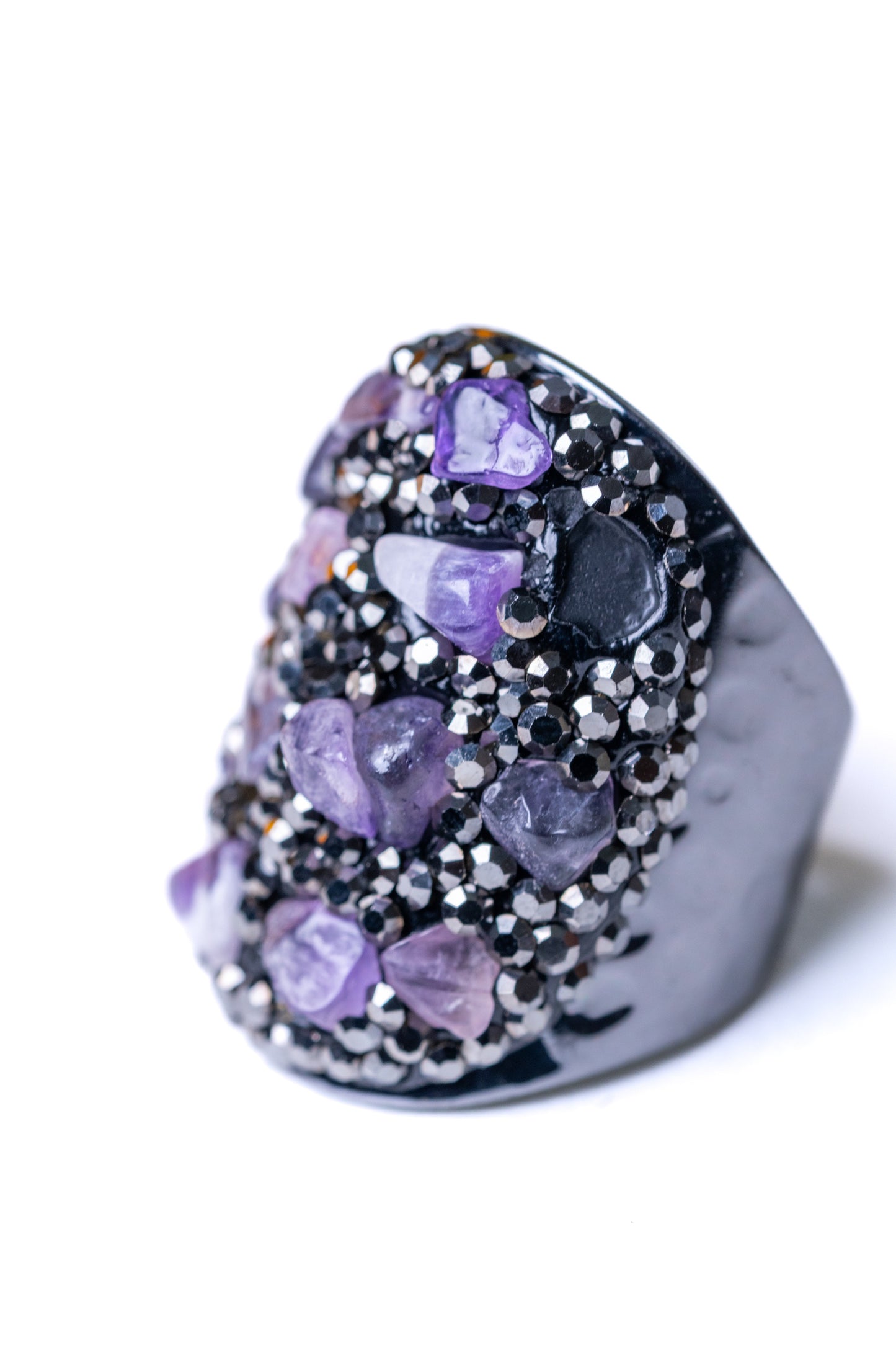 Amethyst Pieces & American Diamonds Zirconia Ring
