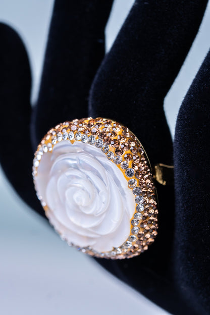 Carved Flower Baroque Pearl Ring