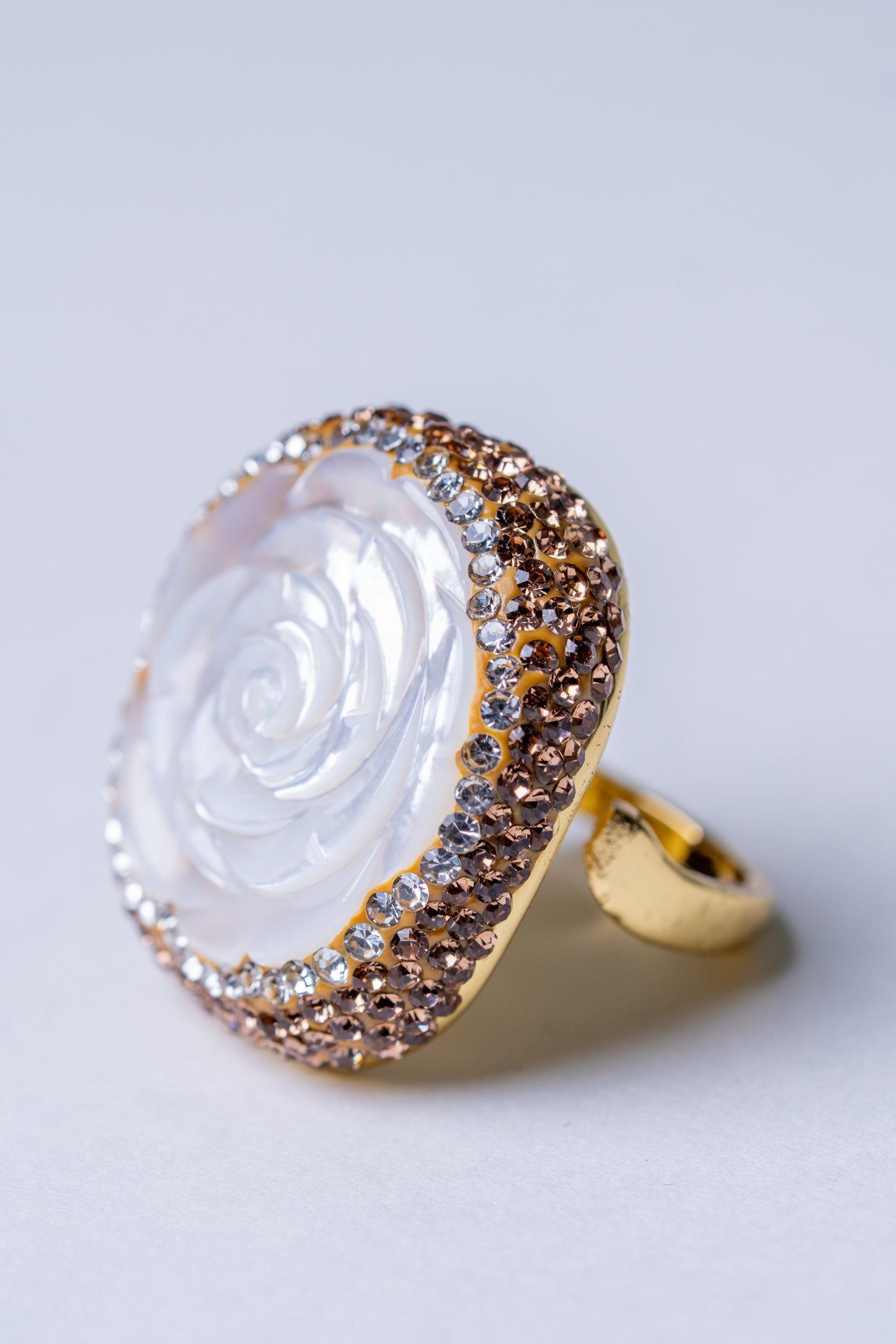 Carved Flower Baroque Pearl Ring