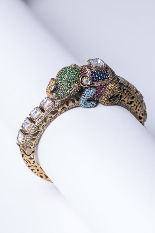 Elephant Kundan Polki Bracelet