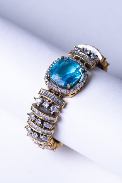 Blue Topaz & American Diamonds Zirconia Bracelet