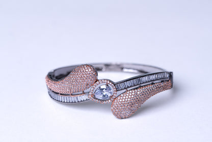 Rose Gold American Diamonds Zirconia & White Crystal Stone Bracelet