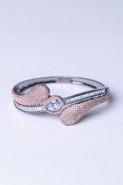 Rose Gold American Diamonds Zirconia & White Crystal Stone Bracelet