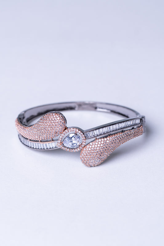 Rose Gold American Diamonds Zirconia & White Crystal Stone Bracelet