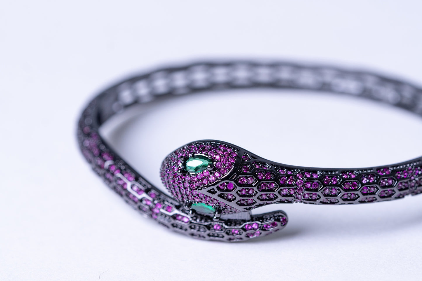 Green Emerald Studded Snake Bracelet