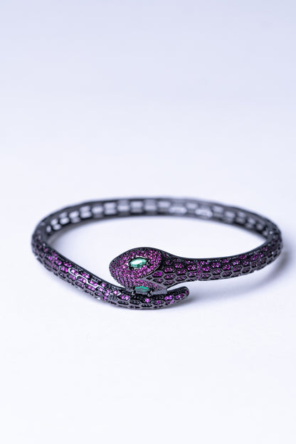 Green Emerald Studded Snake Bracelet