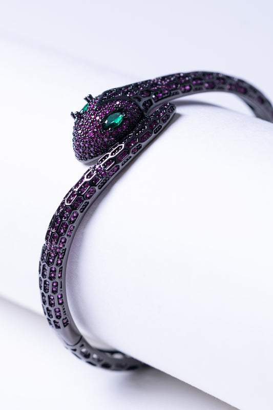 Green Emerald Studded Snake Bracelet