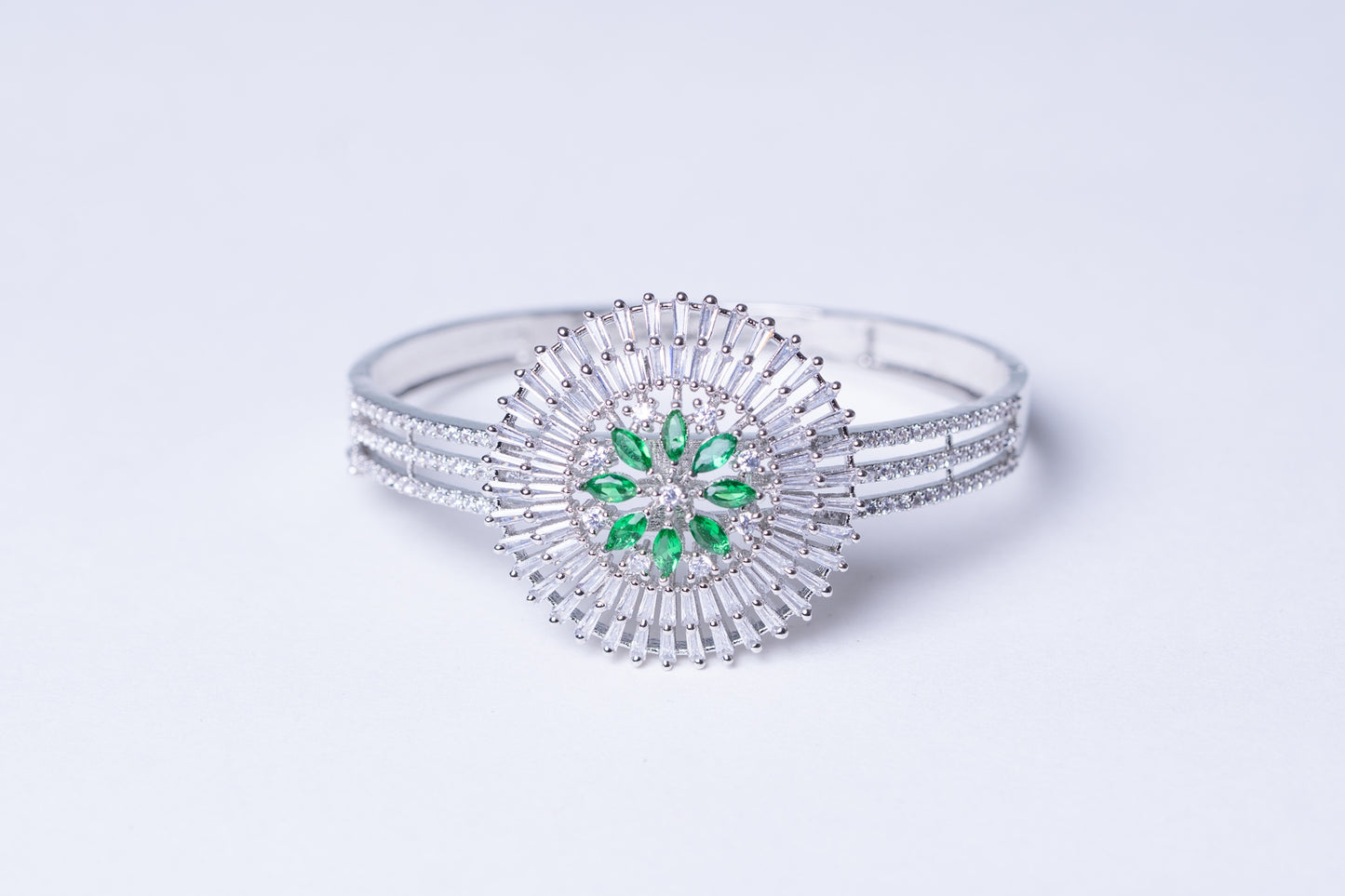Green Tourmaline & White American Diamonds Zirconia Bracelet
