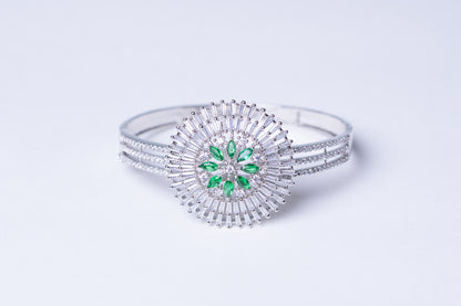 Green Tourmaline & White American Diamonds Zirconia Bracelet