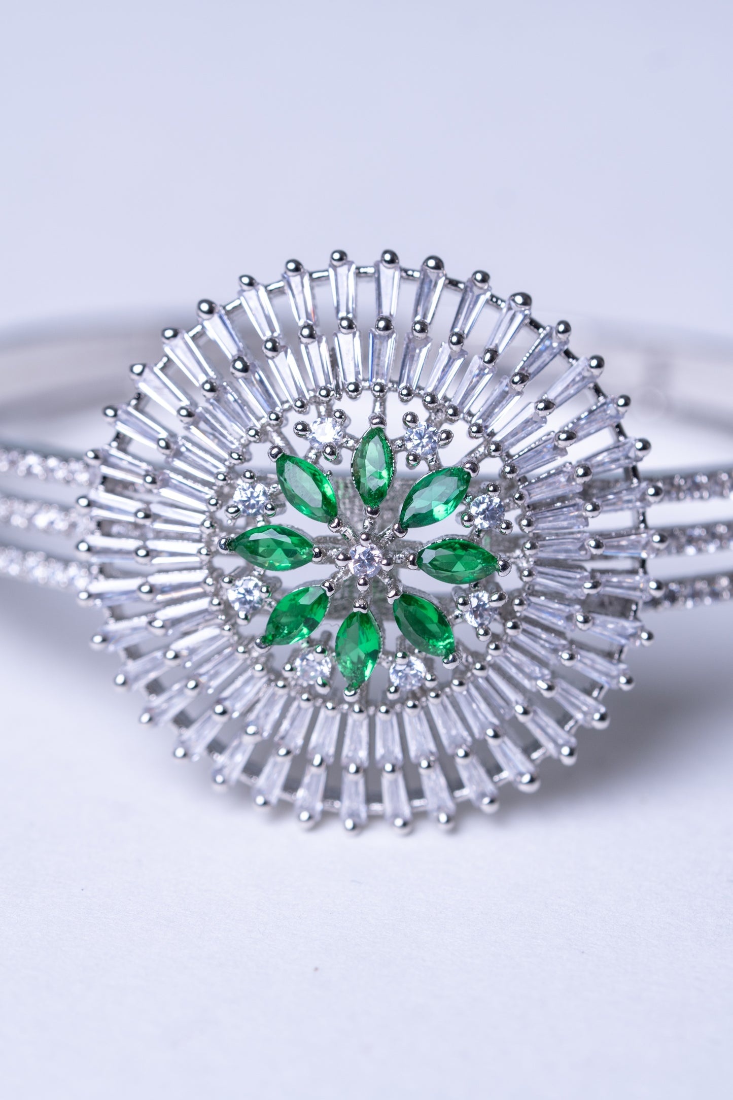 Green Tourmaline & White American Diamonds Zirconia Bracelet