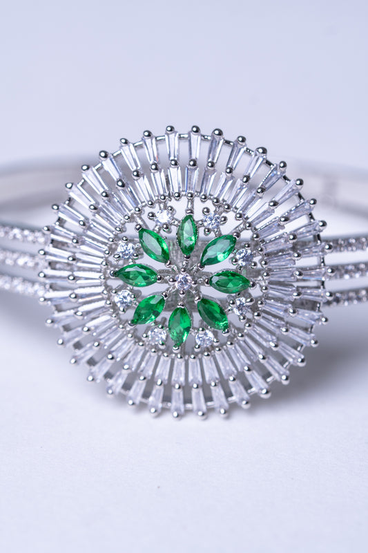 Green Tourmaline & White American Diamonds Zirconia Bracelet