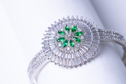 Green Tourmaline & White American Diamonds Zirconia Bracelet