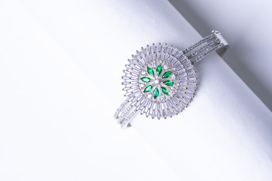 Green Tourmaline & White American Diamonds Zirconia Bracelet