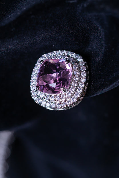 Pink Sapphire and CZ Choker with Stud Earrings