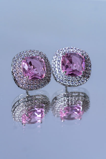 Pink Sapphire and CZ Choker with Stud Earrings