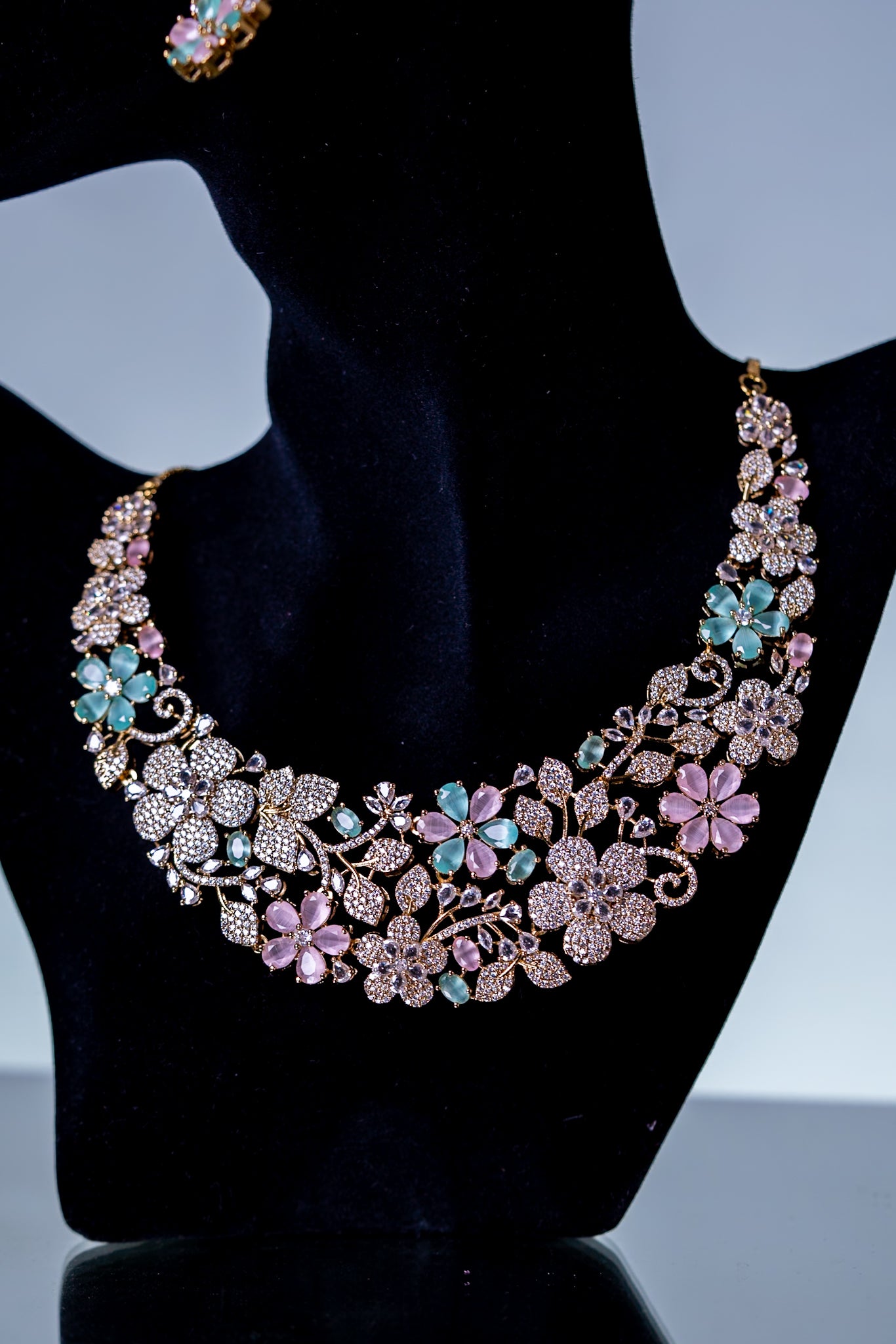 Italian Floral Riviera Necklace Multi-color with long Earrings