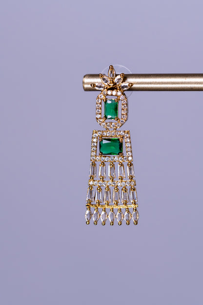 Egyptian Riveria Green Emarald with 18KT Gold Plated Necklace set with Earrings