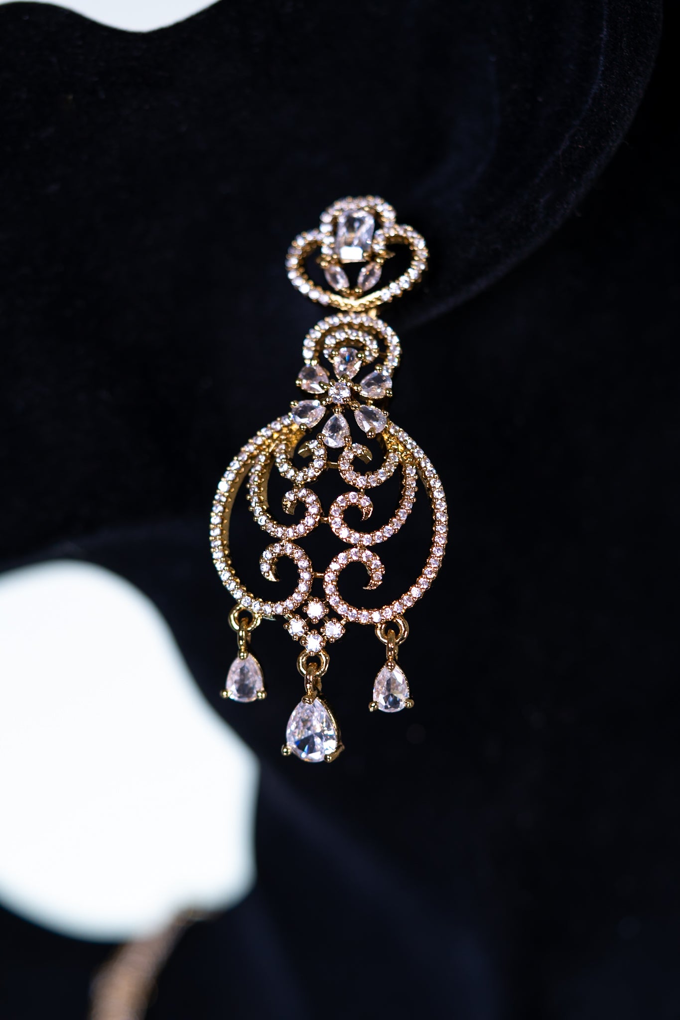 18KT Gold Plated studded CZ Stones Necklace with Earrings