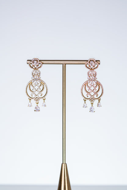 18KT Gold Plated studded CZ Stones Necklace with Earrings