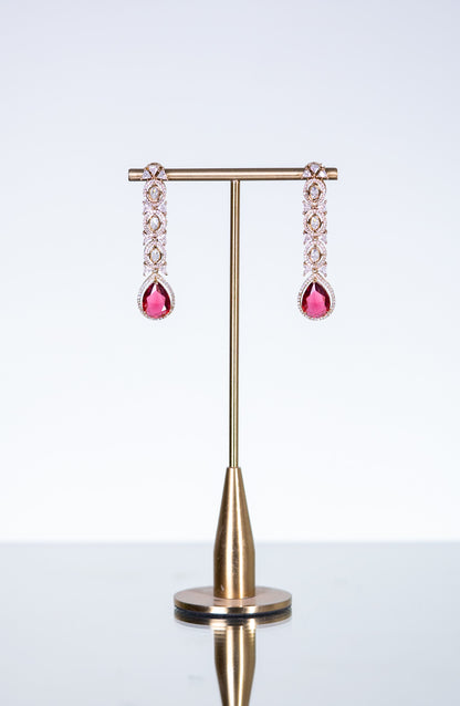 Royal Ruby Double Layer Necklace with Earrings