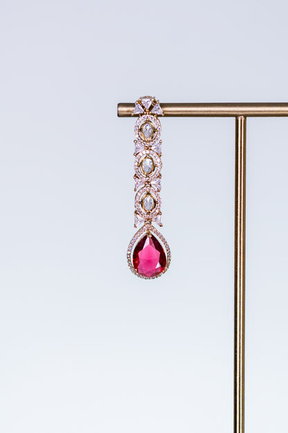 Royal Ruby Double Layer Necklace with Earrings