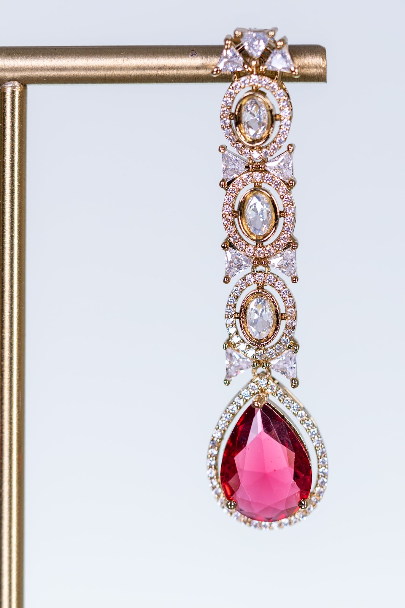 Royal Ruby Double Layer Necklace with Earrings