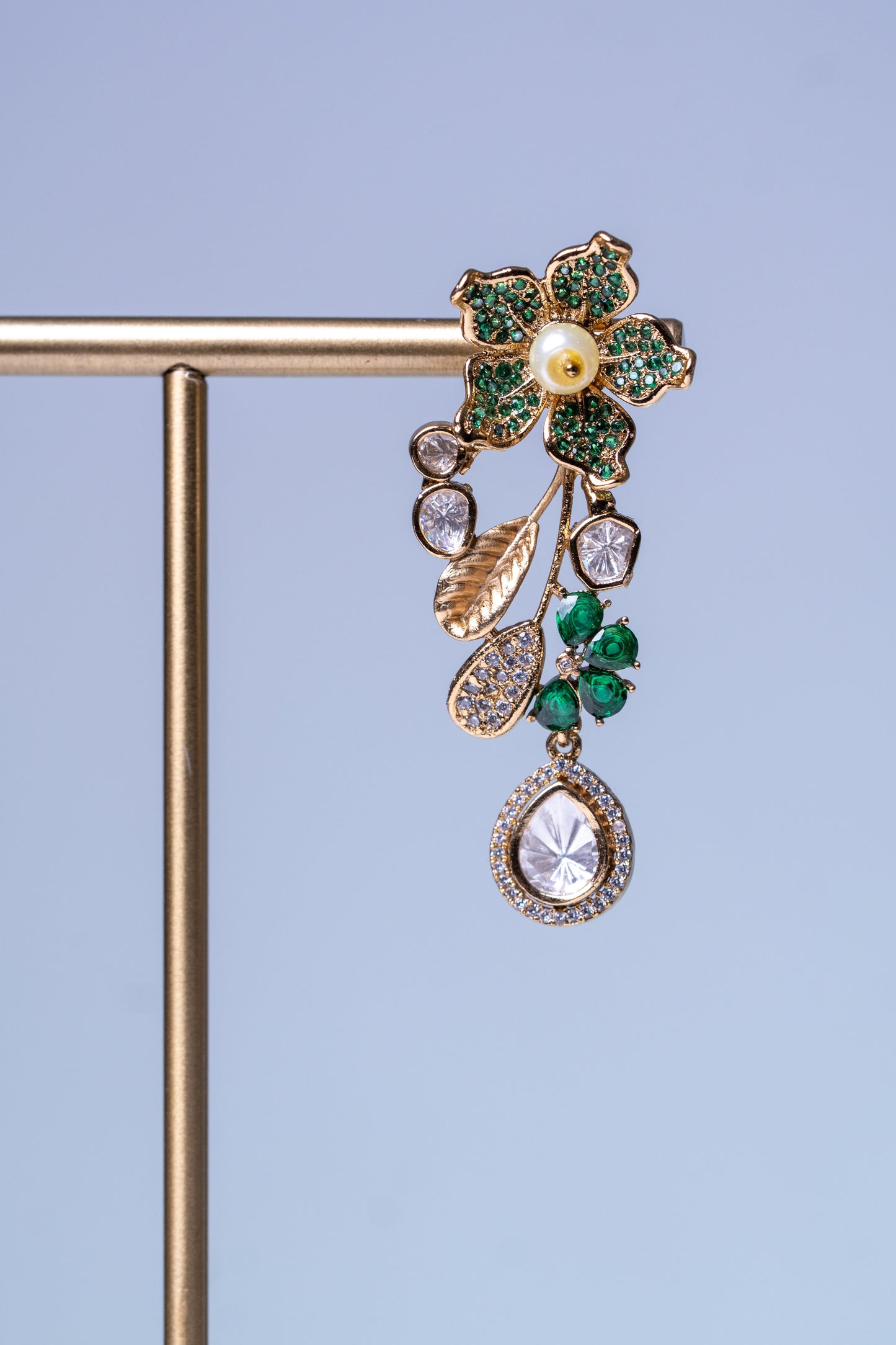 Italian Green Floral Polki Moissanite Hasli