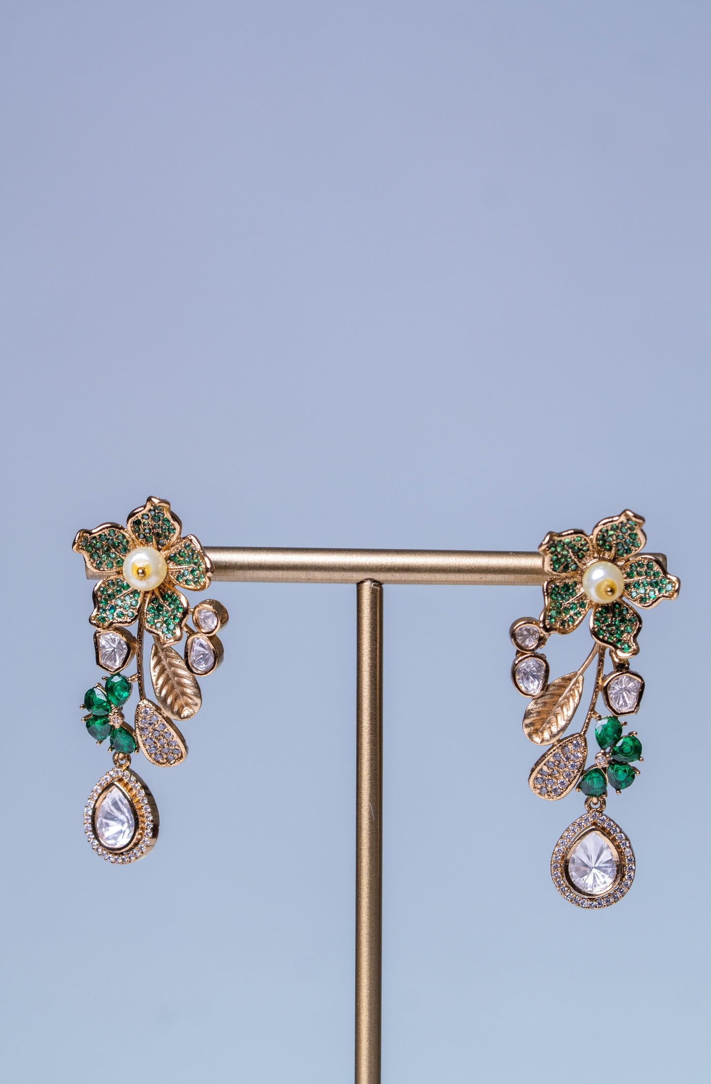 Italian Green Floral Polki Moissanite Hasli