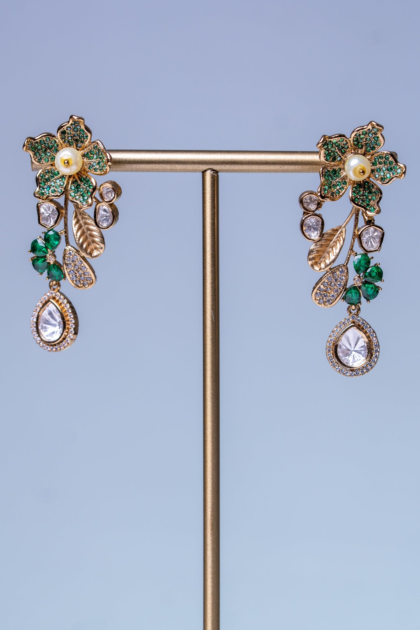 Italian Green Floral Polki Moissanite Hasli