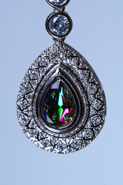 Roman Nano American Diamonds with Multi-Color Rhinestone Pendant Necklace