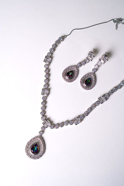 Roman Nano American Diamonds with Multi-Color Rhinestone Pendant Necklace