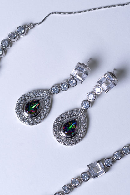 Roman Nano American Diamonds with Multi-Color Rhinestone Pendant Necklace